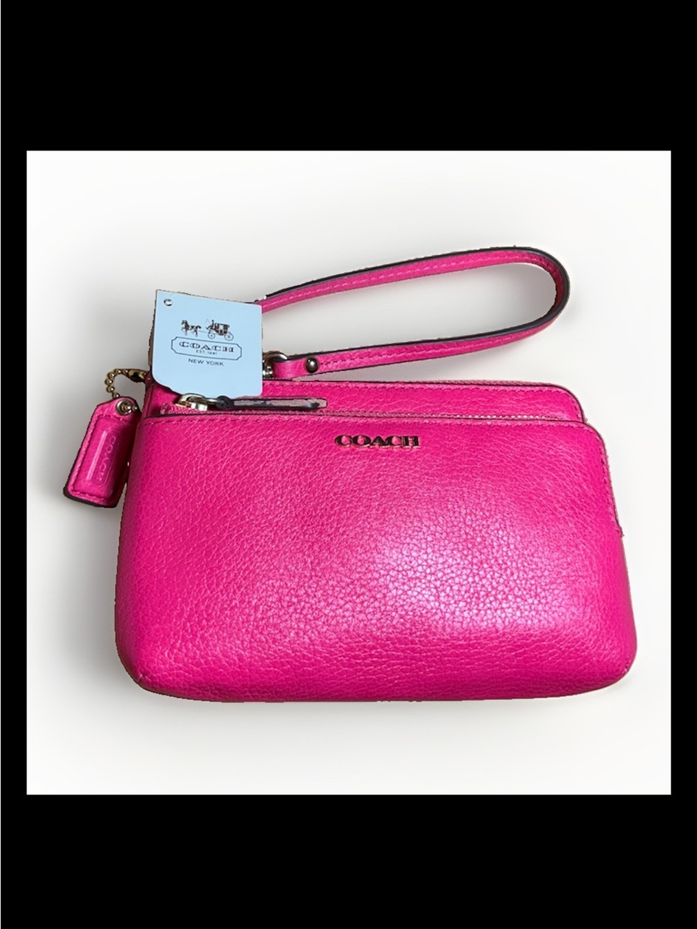Coach Pink Ruby Wristlet/Wallet Madison Double Corner Zip, Leather,Lt. Gold 2012